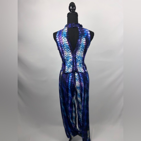 Jumpsuit Julian Chang Purple and Blue White Medium - Picture 5 of 12